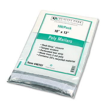 Quality Park™ Redi-strip Poly Mailer, #4, Square Flap, Redi-strip Closure, 10 X 13, White, 100-pack freeshipping - TVN Wholesale
